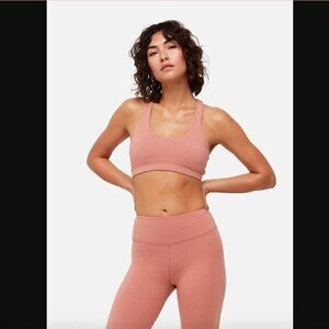 MATE the Label NWT XS Organic Stretch Sports Bra & Leggings Set Bloom Dark Pink